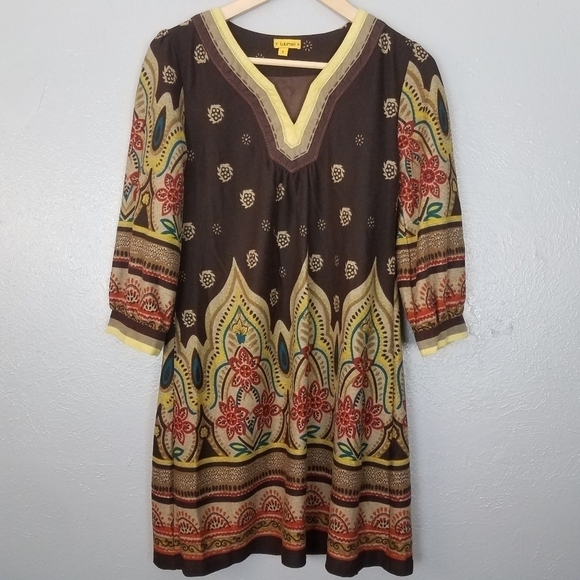 Lulumari Brown Multicolored Floral Dress Size S - Picture 1 of 6